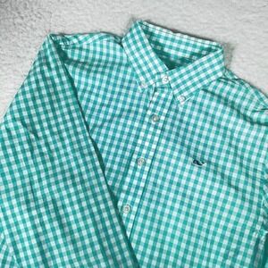 Vineyard Vines Whale Shirt Button Down Youth L 16 Teal Gingham Long Sleeve Top